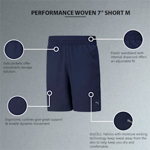 Performance Woven 7" Men's Training Shorts, Peacoat, extralarge-IND
